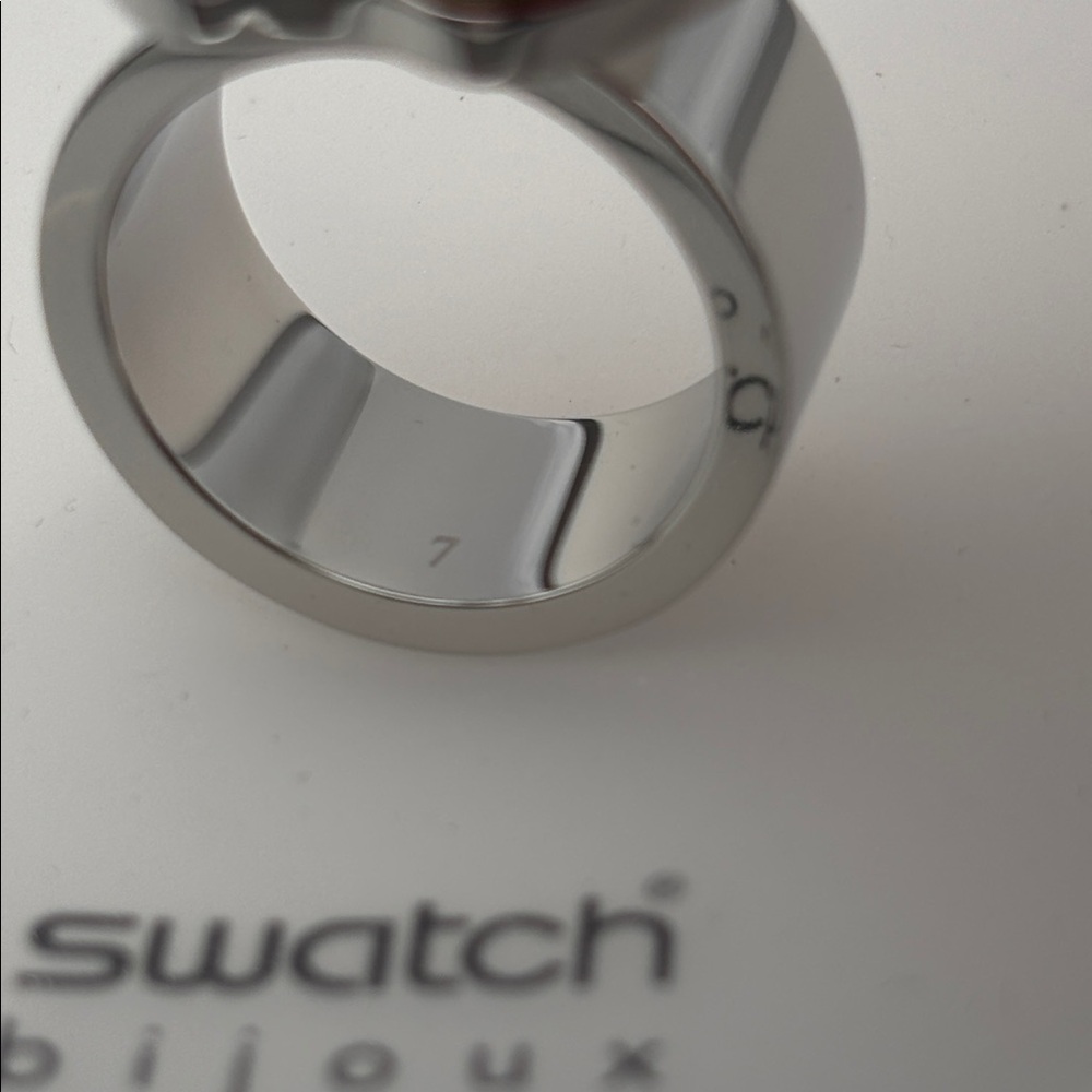 Swatch Bijoux Fructus Apple Stainless Steel & Resin Ring - size 7 - Picture 2 of 6